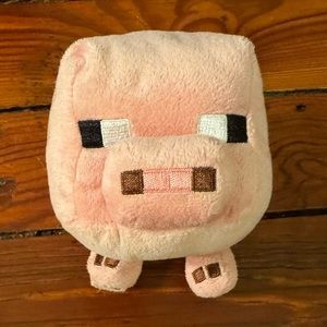 🧩 Mojang Minecraft Baby Pig Plush Stuffed Animal Toy Pink Derp Eyes 2014 7”